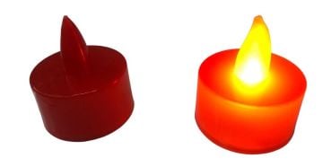 Yuvarlak Tealight Pilli Kırmızı Mum (24 Adet)