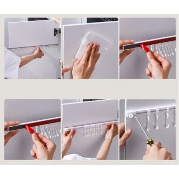 10 Kancalı Kendinden Yapışkanlı Mutfak Banyo Askısı(40cm)