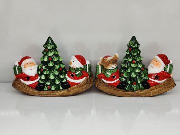 Işıklı Dekoratif Noel Baba Aycık Kardan Adam Seramik Biblo