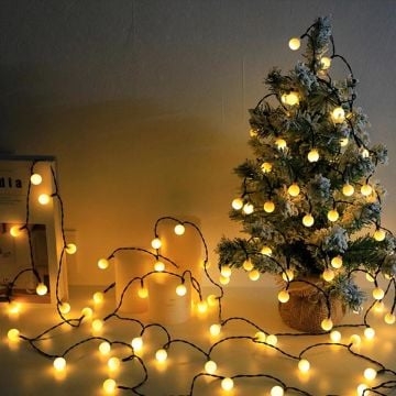 28 Toplu Sarı Renk Şeklinde 220V Led Işık (5 mt)