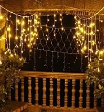 8 Fonksiyonlu 96 Led Sarı Renk Şeklinde 220V Led Işık (4 mt x 50 cm)