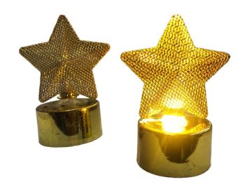 Dekoratif Gold Yıldız Tasarımlı Led Pilli Lamba (12 Adet)