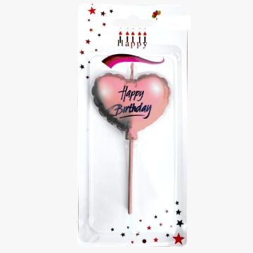 Kalp Rose Gold Happy Birthday Doğum Günü Pasta Mumu