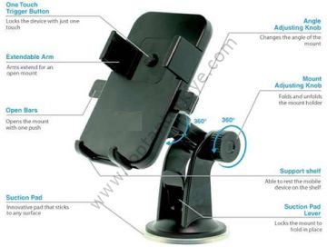 Araç İçi Telefon Tutucu Güçlü Vantuzlu Üniversal