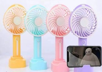 Usb Şarjlı El Vantilatör Mini Masa Üstü Fan Telefon Tutacaklı