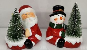Işıklı Dekoratif Çam Ağcı Noel Baba Kardan Adam Yılbaşı Biblosu