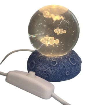 Balık Tasarımlı Polyester Standlı Usb Işıklı Cam Küre