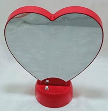 Kalp Tasarımlı Kırmızı Ayna Led Işıklı Fotoğraf Çerçevesi