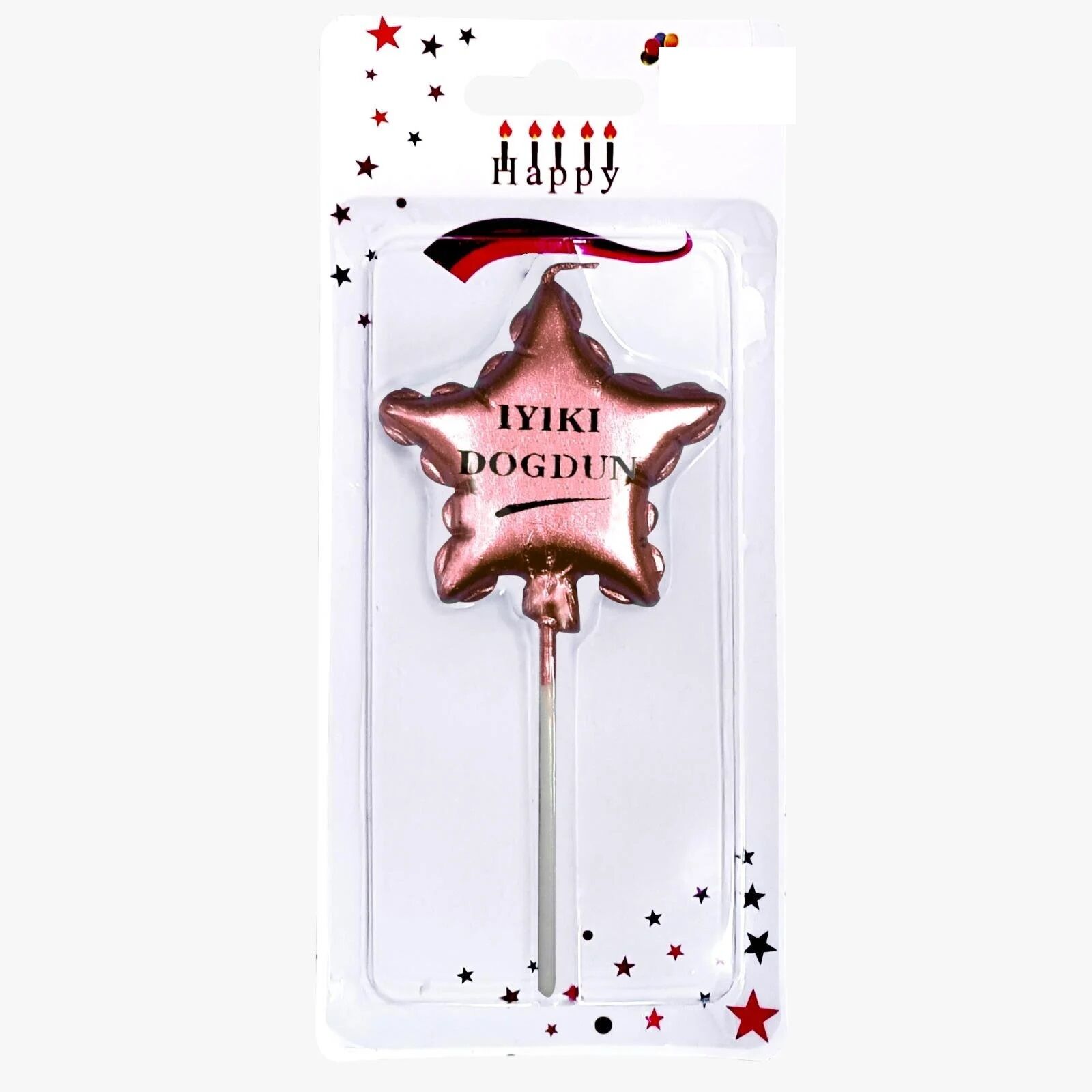 Yıldız Rose Gold İyiki Doğdun Doğum Günü Pasta Mumu