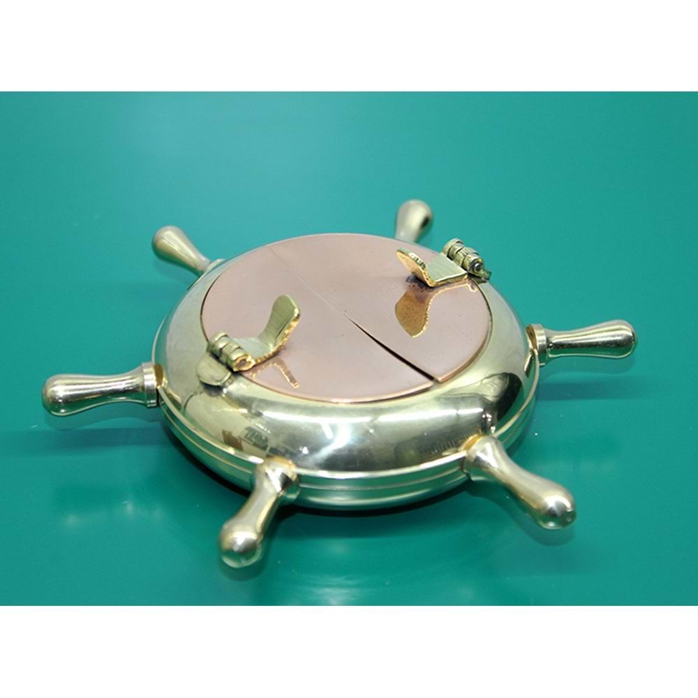 Dekoratif Pirinç Dümen Tasarımlı Küllük(13 cm)