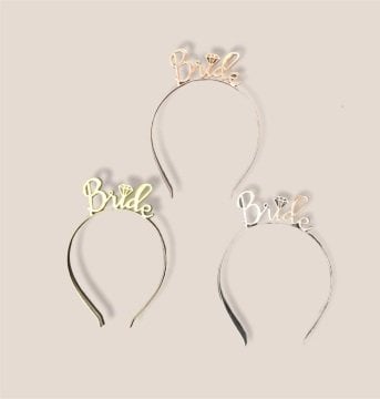 Metal Bride Yazılı Kına Gecesi Gelin Tacı