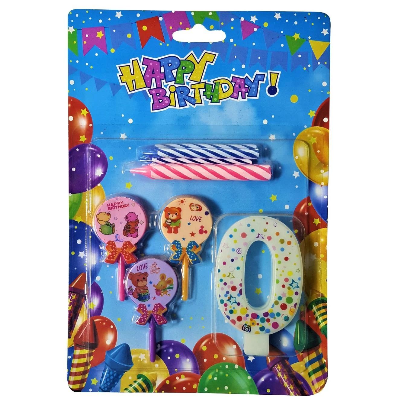 Ayıcıklı Beyaz 0 Rakam Doğum Günü Pasta Mumu