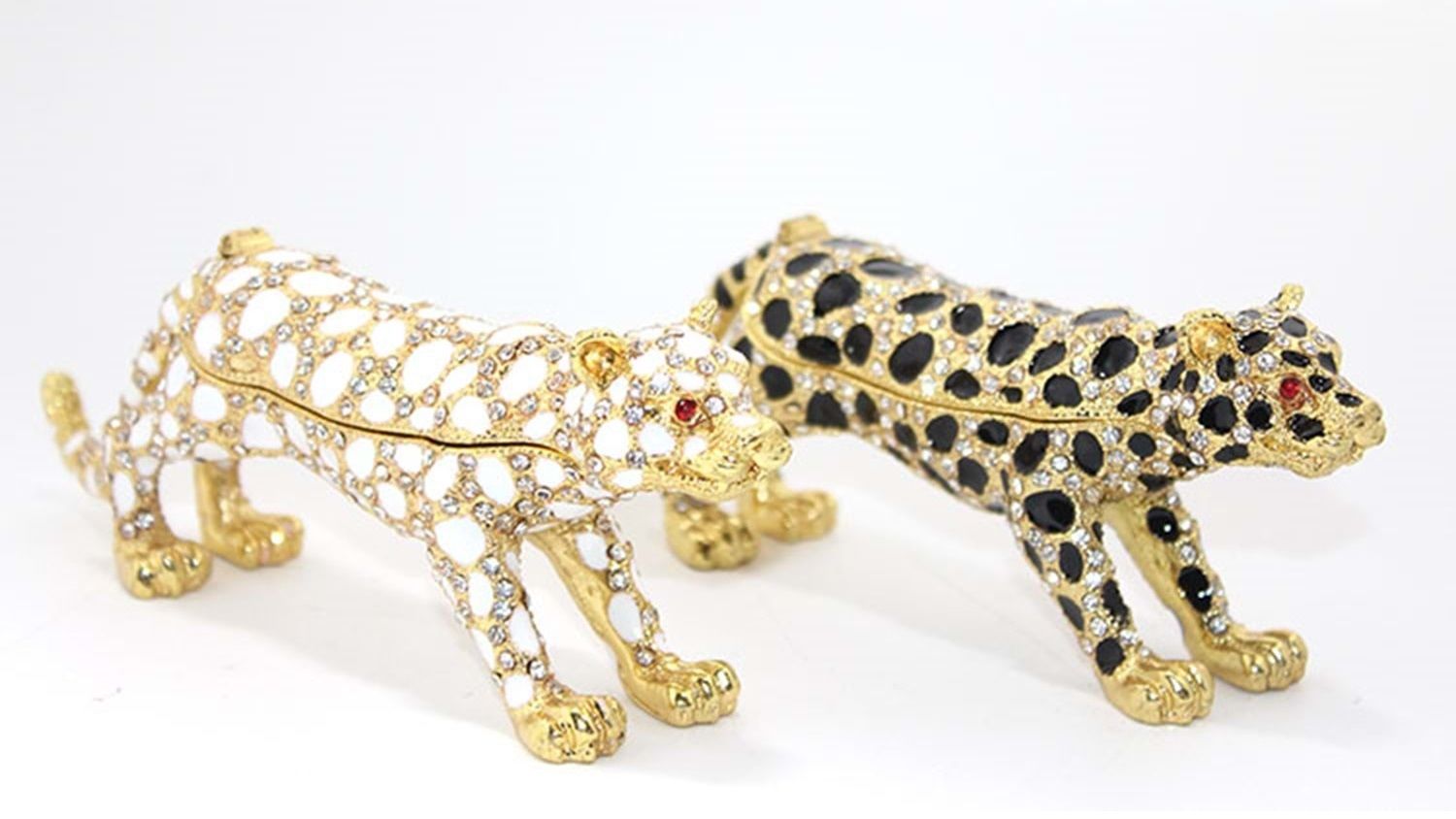 Dekoratif Swarovski Taşlı Leopar Biblosu (14cm x 5cm)