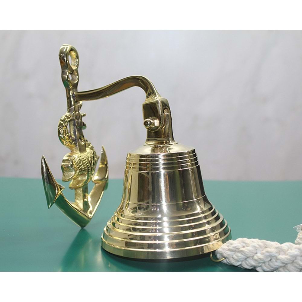 Dekoratif Pirinç Duvara Asmalı Çapalı Çan (16 cm x 9 cm)