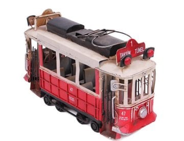 Nostaljik Dekoratif Metal Taksim Tünel Tramvay