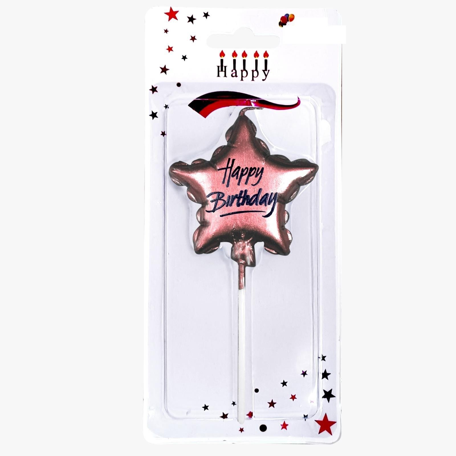 Yıldız Rose Gold Happy Birthday Doğum Günü Pasta Mumu