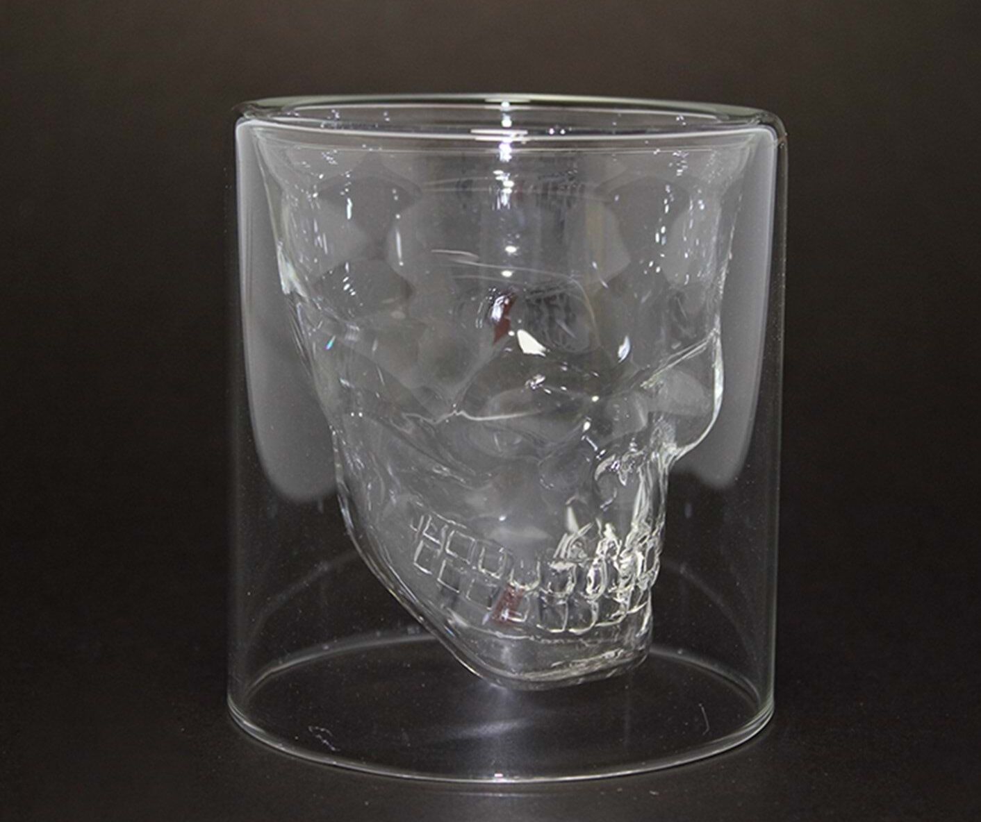 Skull Cup Kuru Kafa Cam Viski Bardağı (10 cm)
