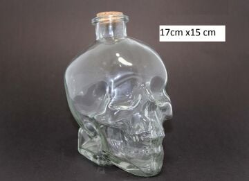 Crystal Head Kuru Kafa Cam Şişe Mantar Tıpalı (17cm x 15cm)