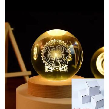 Dekoratif Dönme Dolap Ahşap Altlıklı Işıklı Cam Küre