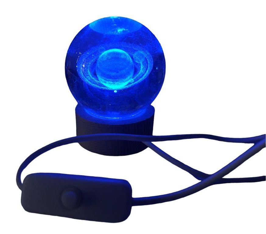 Dekoratif Elips Ahşap Altlıklı Işıklı Cam Küre