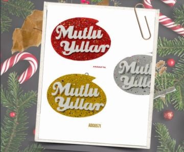 Yuvarlak Mutlu Yıllar Yılbaşı Çam Ağacı Süsü