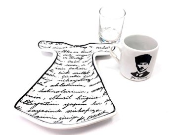 Porselen Atatürk Temalı Tek Kişilik Kaftan Fincan Takımı