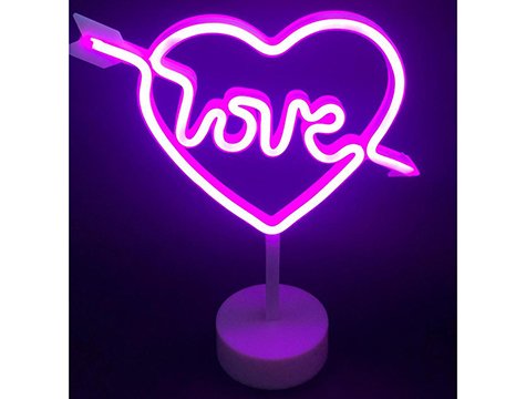 Dekoratif Kalp Şeklinde Love Led Neon Işıklı Gece Lambası