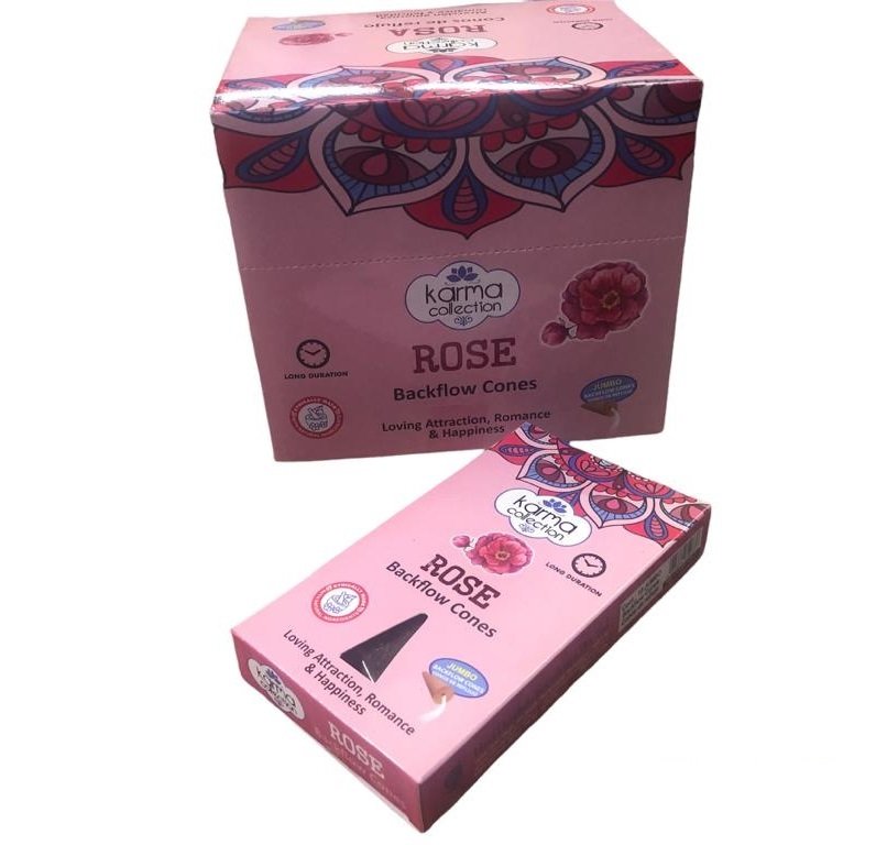 Karma Rose Geri Akış Gül Jumbo Back Flow Konik Tütsü (120 Adet)
