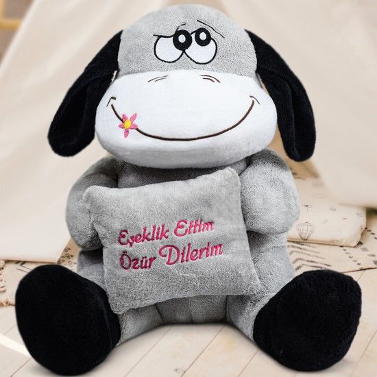 Eşeklik Ettim Özür Dilerim Esprili Peluş Eşek Oyuncak