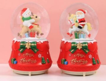 Yılbaşı Noel Baba Kardan Adam Geyik At Püskürtmeli Müzikli Cam Kar Küresi