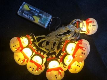 10 Led Kardan Adam Tasarımlı Pilli Çam Ağacı Süsü (2 Mt)