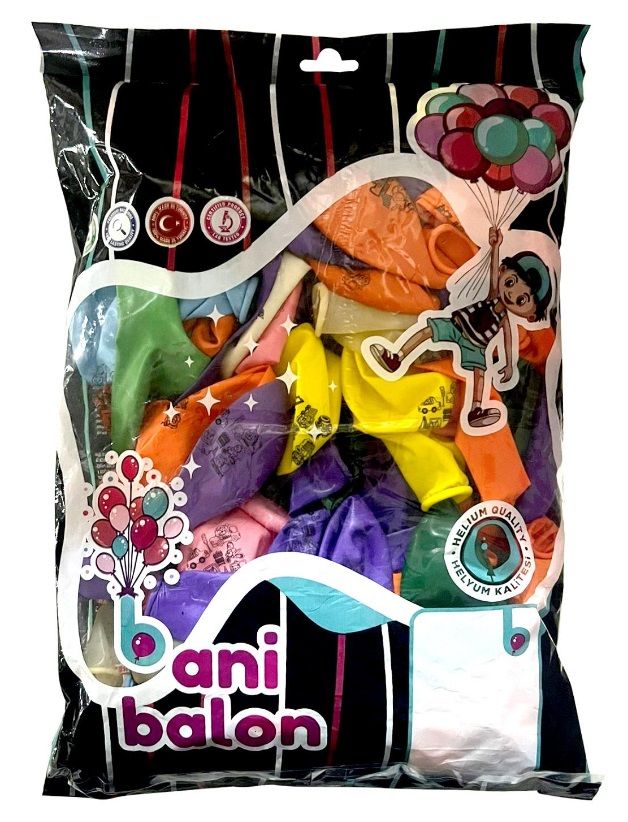 12'' Pastel Sevimli Arabalar Baskılı Balon (100 Adet)