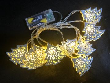 10 Led Çam Ağacı Tasarımlı Pilli Çam Ağacı Süsü (2 Mt)
