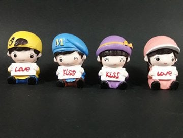 Dekoratif Mini Love Kiss Temalı Biblo (4 Adet)