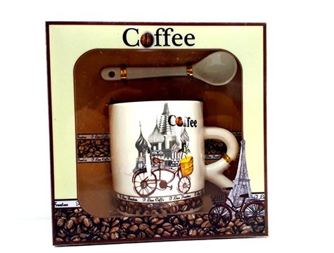 Cafee Seramik Kaşıklı Kupa Bardak