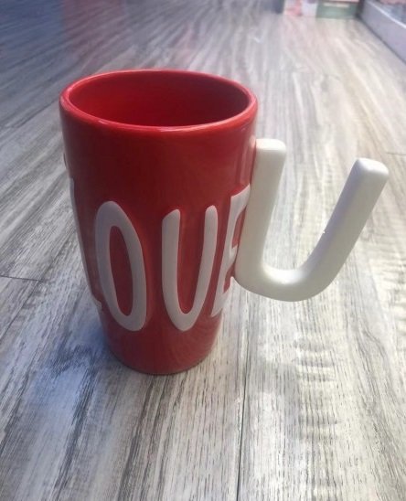 Love Tasarımlı Kırmızı Seramik Kupa Bardak