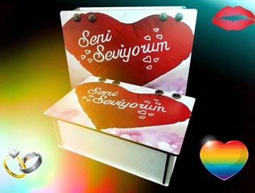 Ahşap Kalpli Hediye Kutusu (2 Adet)