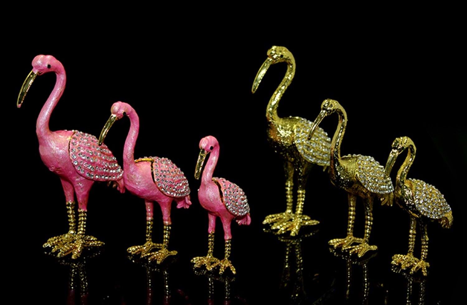 Dekoratif Swarovski Flamingo Biblolar 3'lü