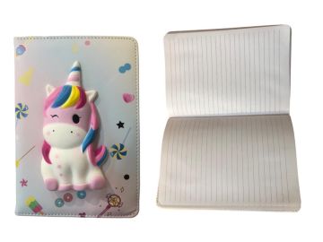 Sevimli Tek Boynuzlu At Tasarımlı Çizgili Defter