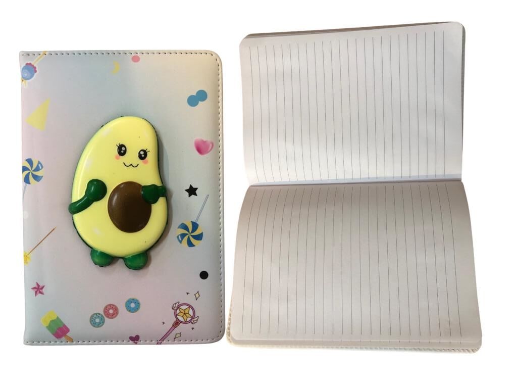 Sevimli Avokado Tasarımlı Çizgili Defter