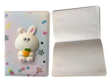 Sevimli Tavşan Tasarımlı Çizgili Defter