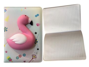 Sevimli Flamingo Tasarımlı Çizgili Defter