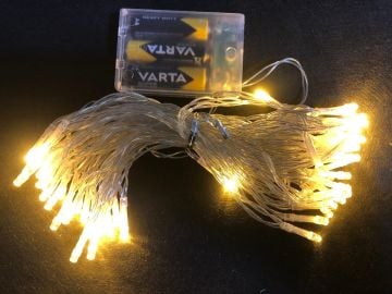 60 Led Şeffaf Kablolu Gün Işığı Pirinç Pilli Işık (10 mt)