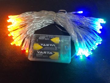 60 Led Rgb Şeffaf Kablolu Renkli Pirinç Pilli Işık (10 mt)