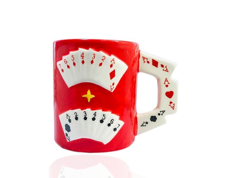 Casino İskambil Kağıdı Tasarımlı Seramik Kupa Bardak