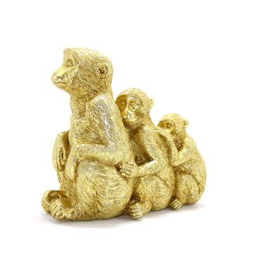 Gold Dekoratif Sırt Sırta Aile Maymun Biblosu