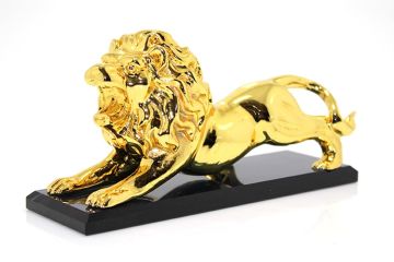 Dekoratif Kristal Üstü Polyester Aslan Figürlü Biblo (18 cm)