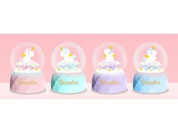 Dekoratif Minik Unicorn Cam Kar Küresi