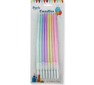 Pastel Renklerde Makaron Doğum Günü Pasta Mumu (8 Adet)