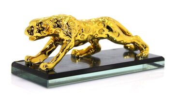 Dekoratif Kristal Üstü Polyester Kaplan Figürlü Biblo (16 cm)